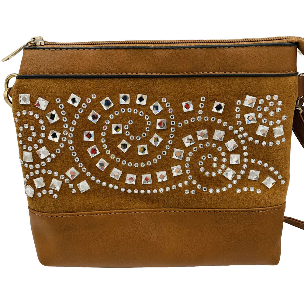 Unbranded Small Brown Faux Pebbled Leather Purse‎ With Bling - Picture 3 of 10